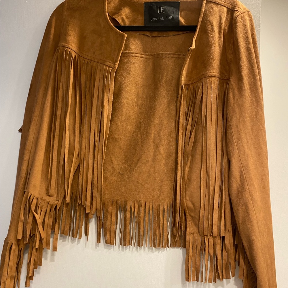 Unreal Fur Women's Tan Fringe Jacket